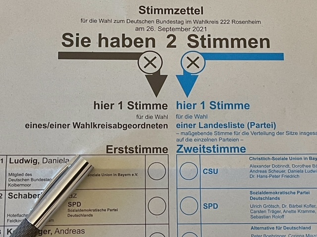 Bundestagswahl 2021 Jede Wählerin und jeder Wähler hat zwei Stimmen